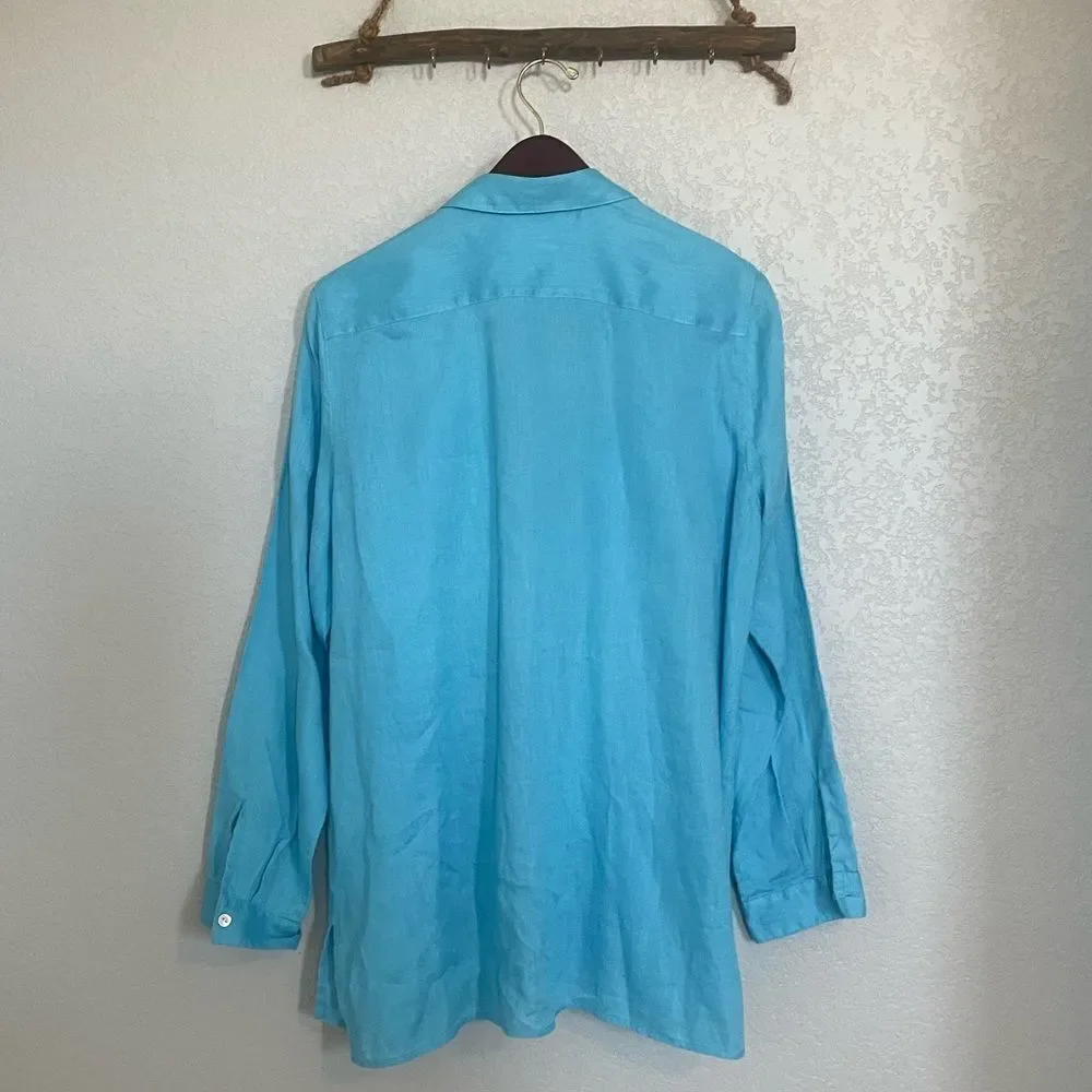Turquoise button up shirt - Picture 3 of 4